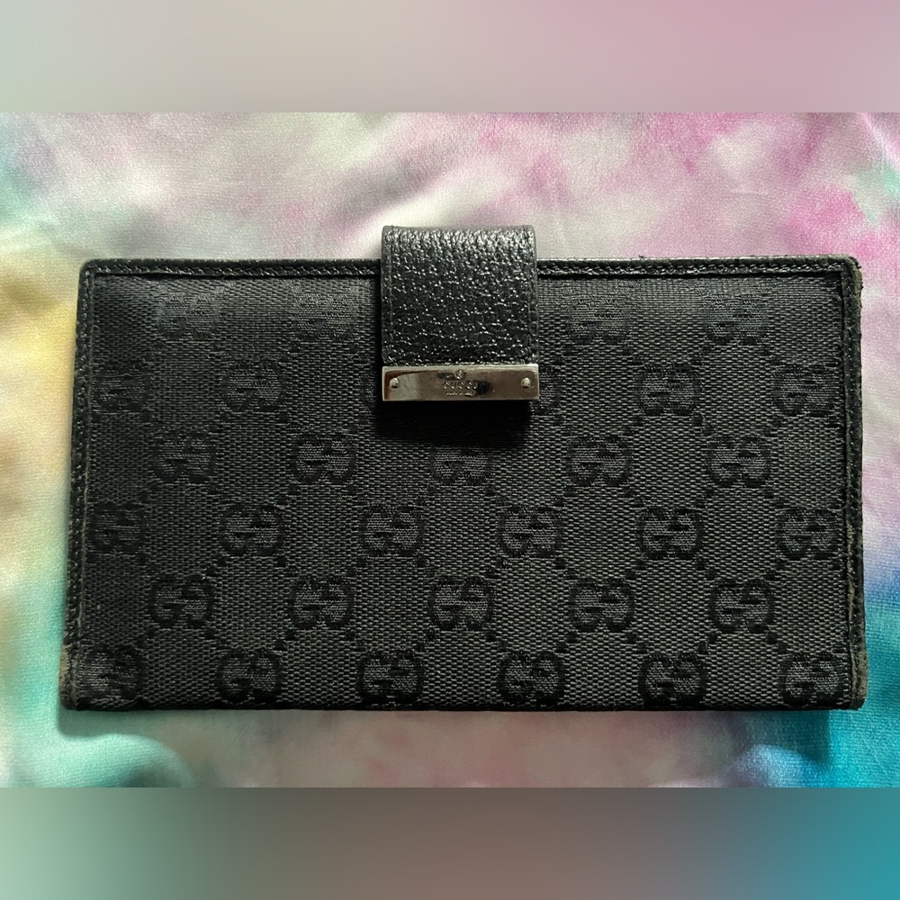 Vintage Gucci Black Monogram Wallet/Checkbook Holder